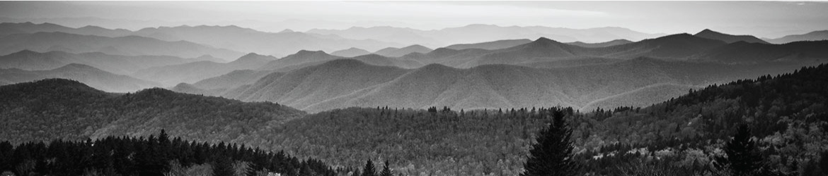 View looking out of mountains.