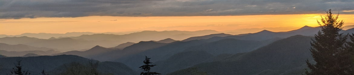 Sunset overlooking Blue Ridge Mountains.