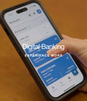 Phone displaying digital banking account for Champion Credit Union member.